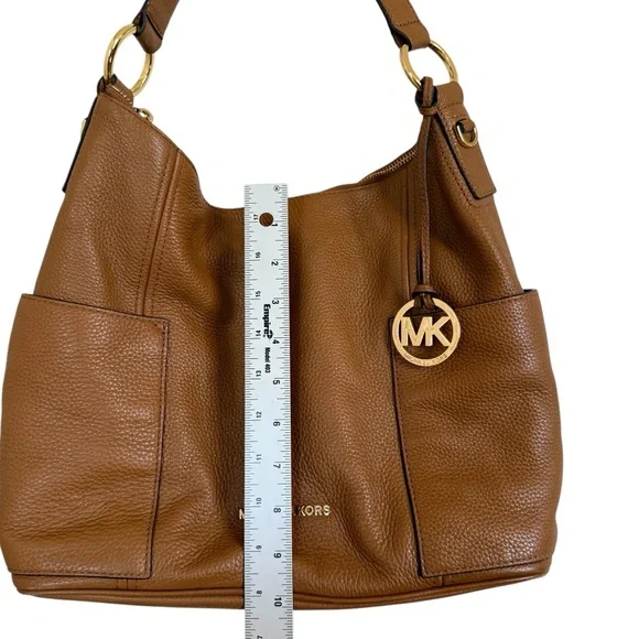 Michael Kors Anita Pebbled Leather Shoulder Bag – Acorn/Camel - Picture 12 of 13